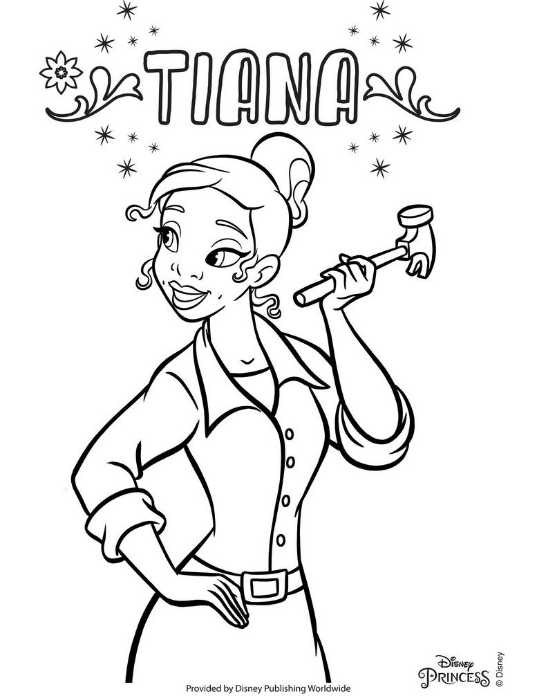 princess tiana colouring pages